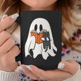 Cute Ghost Cat Reading Book Spooky Season Halloween Costume Graphic Print Coffee Mug Unique Gifts