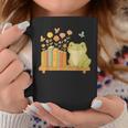 Cute Kawaii Frog Books Flowers Graphic Print Coffee Mug Unique Gifts