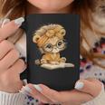 Cute Lion Cub Reading Book With Headwrap Graphic Print Coffee Mug Unique Gifts