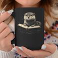 Cute Otter Wearing Glasses Reading Book Librarian Teacher Graphic Print Coffee Mug Unique Gifts