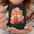 Cute Red Panda Reading Book Sloth Kawaii Animal Graphic Print Coffee Mug Unique Gifts