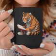 Cute Tiger Is Reading a Book Reading Tiger Graphic Print Coffee Mug Unique Gifts