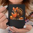 Cute Turkey Reading Book Lovers Bow Thanksgiving Graphic Print Coffee Mug Unique Gifts