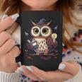 Cute Wizard Owl Reading Book Magic Candle Graphic Print Coffee Mug Unique Gifts