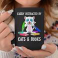Distracted By Cats Coffee And Books Graphic Print Coffee Mug Unique Gifts