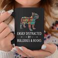 Easily Distracted By Bulldogs & Books Lover Pet Pup Graphic Print Coffee Mug Unique Gifts