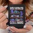 Easily Distracted By Cats And Book Bookworm Cat Lover For Men Women Graphic Print Coffee Mug Unique Gifts