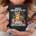 Easily Distracted By Cats And Books Book Lover Cat Graphic Print Coffee Mug Unique Gifts
