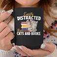 Easily Distracted By Cats And Books Bookworm Pet Lover Graphic Print Coffee Mug Unique Gifts