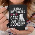 Easily Distracted By Cats And Books Cat Lover Graphic Print Coffee Mug Unique Gifts