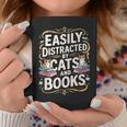 Easily Distracted By Cats And Books Graphic Print Coffee Mug Unique Gifts