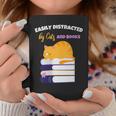 Easily Distracted Cats And Books Cute Cat Book Lover Graphic Print Coffee Mug Unique Gifts