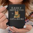 Easily Distracted By Cats And Books Cute Cat Reading Reader Graphic Print Coffee Mug Unique Gifts