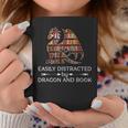 Easily Distracted By Dragon And Book Apparel Graphic Print Coffee Mug Unique Gifts