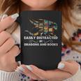 Easily Distracted By Dragons & Books Cool Reading Books Graphic Print Coffee Mug Unique Gifts