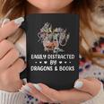 Easily Distracted By Dragons & Books Dragon Book Reading Graphic Print Coffee Mug Unique Gifts