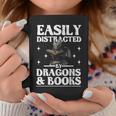 Easily Distracted By Dragons And Books Fantasy Book Lover Graphic Print Coffee Mug Unique Gifts