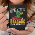 Easily Distracted By Dragons And Books Reading Book Dragon Graphic Print Coffee Mug Unique Gifts