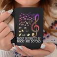 Easily Distracted By Music And Books For Book Lovers Graphic Print Coffee Mug Unique Gifts