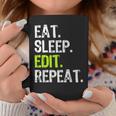 Eat Sleep Edit Repeat Editor Editing Video Film Book Graphic Print Coffee Mug Unique Gifts