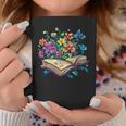Enchanted Open Book With Blooming Flowers Graphic Print Coffee Mug Unique Gifts