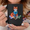 Fox Nerd Reading Books Bookworm Library Book Graphic Print Coffee Mug Unique Gifts