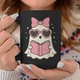 Ghost Reading Book Halloween Cat Lover Graphic Print Coffee Mug Unique Gifts