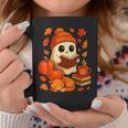 Ghost Reading Book Lovers Autumn Fall Halloween Graphic Print Coffee Mug Unique Gifts