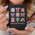 Girls 100 Days Of School Coquette Bow Pencil Bus Book Crayon Graphic Print Coffee Mug Unique Gifts