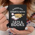 A Good Day Starts With Cats & Books Graphic Print Coffee Mug Unique Gifts A Good Day Starts With Cats & Books Graphic Print Coffee Mug Unique Gifts