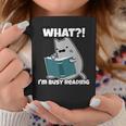 Grey Cat Reading Book Busy Doing Book Related Things Men Women Kids Graphic Print Coffee Mug Unique Gifts