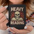 Heavy Reading Book Lover Skeleton Ironic Graphic Graphic Print Coffee Mug Unique Gifts