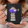 Hedgehog Reading Books And Drinking Tea Graphic Print Coffee Mug Unique Gifts