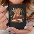 Highland Cow Reading Book Graphic Cow With Book Floral Graphic Print Coffee Mug Unique Gifts