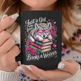 Just A Girl Who Loves Books And Wolves Cute Reading Nerd Graphic Print Coffee Mug Unique Gifts