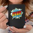 Kids Boys Evan Comic Book Superhero Name Graphic Print Coffee Mug Unique Gifts