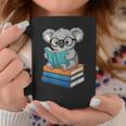 Koala Reading Book Glasses Bookworm Librarian Graphic Print Coffee Mug Unique Gifts