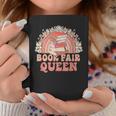 Library Book Fair Queen Vibe Groovy Retro School Reading Graphic Print Coffee Mug Unique Gifts