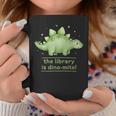 The Library Is Dino-Mite Stegosaurus Reading Kids Book Graphic Print Coffee Mug Unique Gifts