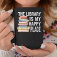 The Library Is My Happy Place Book Lover Tshirt Graphic Print Coffee Mug Unique Gifts