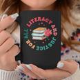 Literacy And Justice For All Groovy Reading Book Lover Graphic Print Coffee Mug Unique Gifts