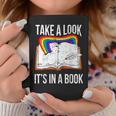 Take A Look It's In A Book Rainbow Bookworm And Book Lover Graphic Print Coffee Mug Unique Gifts