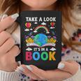 Take A Look It's In A Book Reading Vintage Retro Rainbow Graphic Print Coffee Mug Unique Gifts