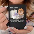 Love Reading Books And Pomeranian Dog Watercolor Art Graphic Print Coffee Mug Unique Gifts