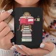 Monkey Reading Books And Drinking Tea Graphic Print Coffee Mug Unique Gifts