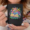 Open Book Surrounded By Colorful Spring Flowers Bloom Graphic Print Coffee Mug Unique Gifts
