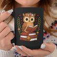 Owl Reading Book Graphic Owl With Book Floral Graphic Print Coffee Mug Unique Gifts