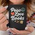 Peace Love Books Cute Retro Reading Graphic Graphic Print Coffee Mug Unique Gifts