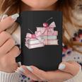 Pink Bow Books And Cherries For Book Lover Girl Women Graphic Print Coffee Mug Unique Gifts