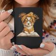 Puppy Open Book Reading Dog Lover Graphic Portrait Round Graphic Print Coffee Mug Unique Gifts